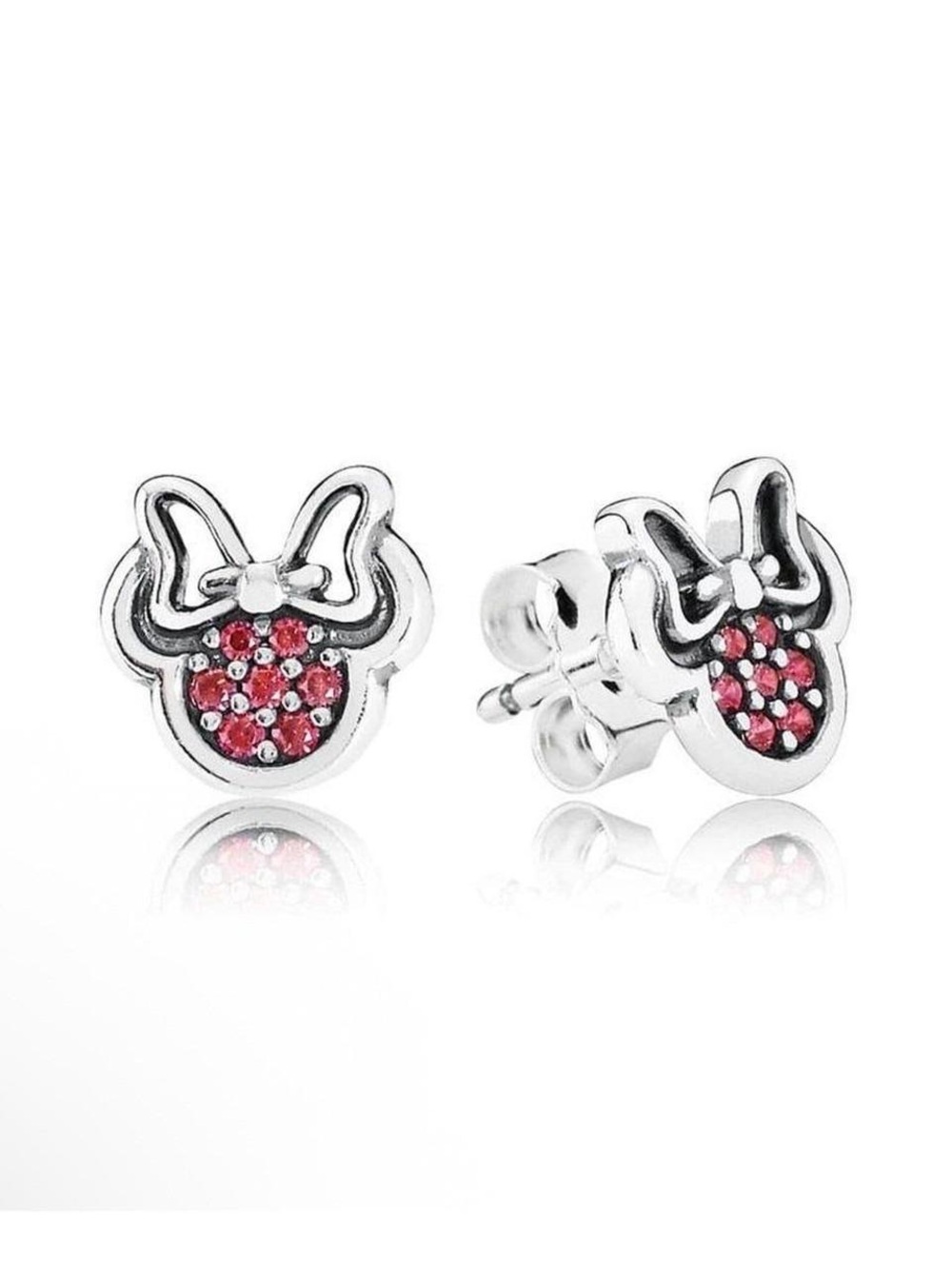 Pandora Sterling Silver Minnie Mouse Studs with Pink Crystals
